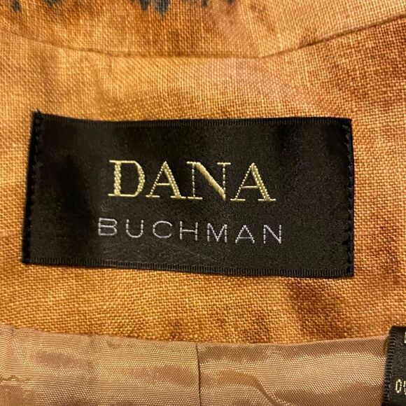 NWOT Dana Buchman Leopard Printed 100% Linen Long Sleeve ZipUp Front Blazer - 16 - Picture 8 of 14